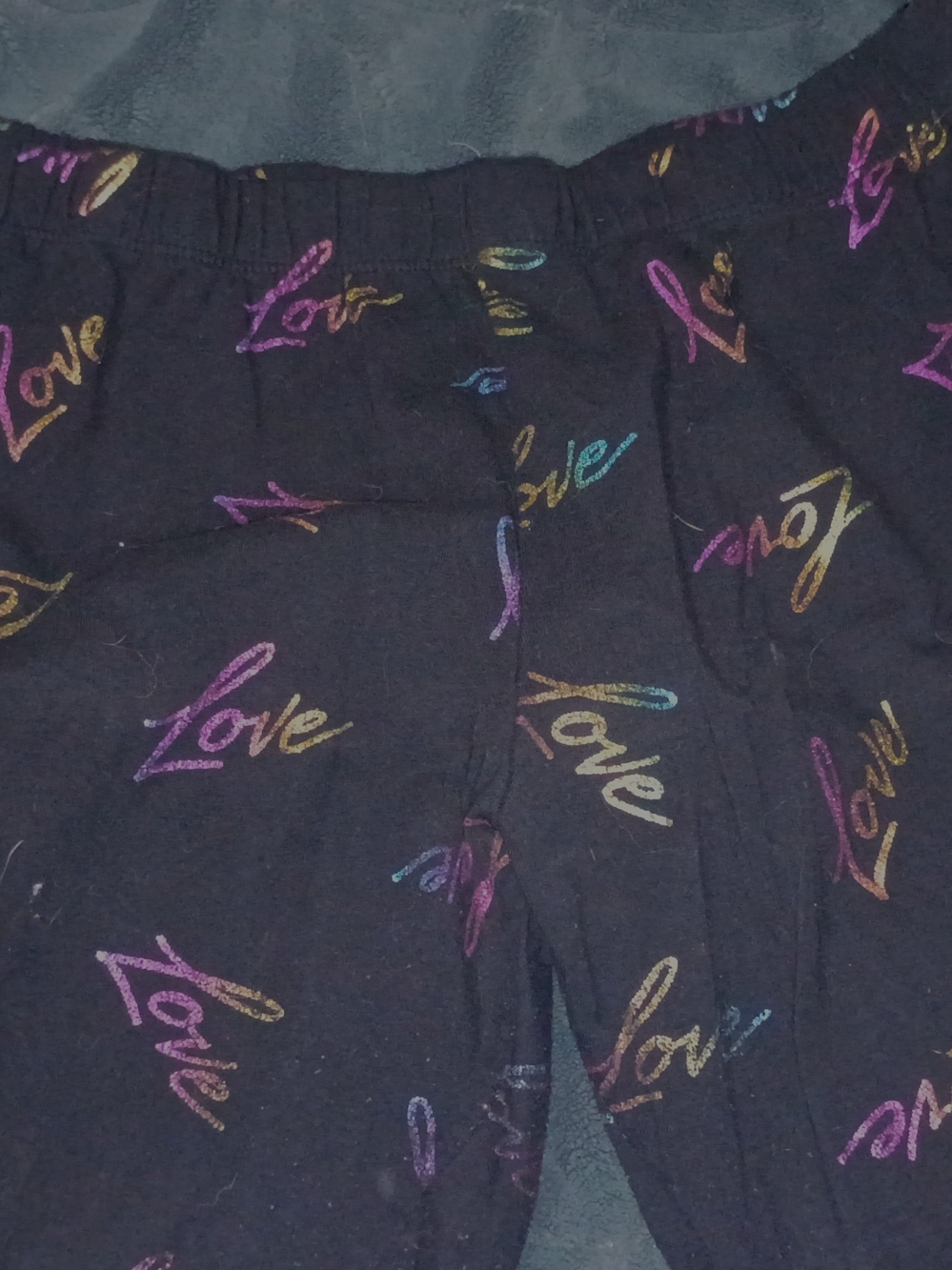 No Boundaries Black Capri Leggings Bottoms with Rainbow "Love" Script